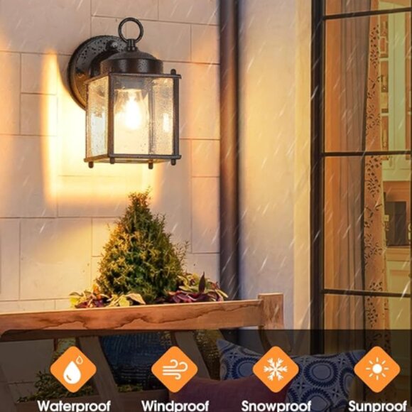 Dusk to Dawn Sensor Outdoor Wall Sconces Black 2 Pk - Picture 2 of 11